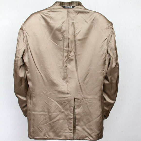 Vintage John Alexander Brown Lambs Wool Houndstooth 2 Button Sport Coat Mens 42R - Picture 10 of 11